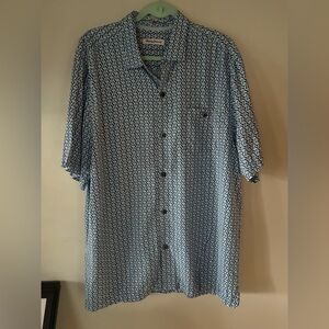 Tommy Bahama Blue and White Geometric Shirt
